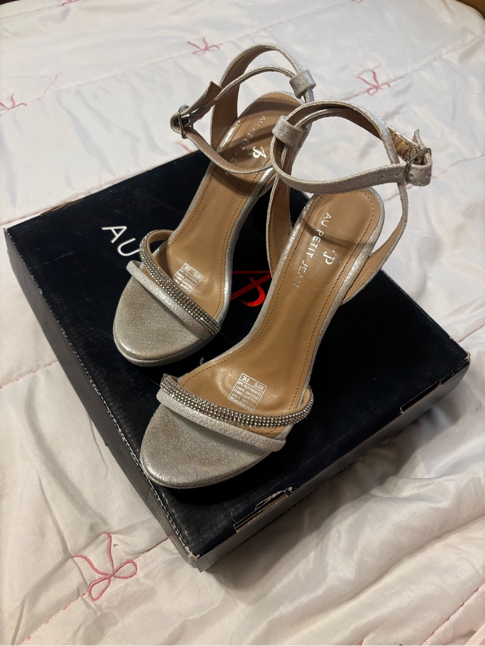 | Silver Ankle-Strap Rhinestone Sandals - Picture 5 of 5